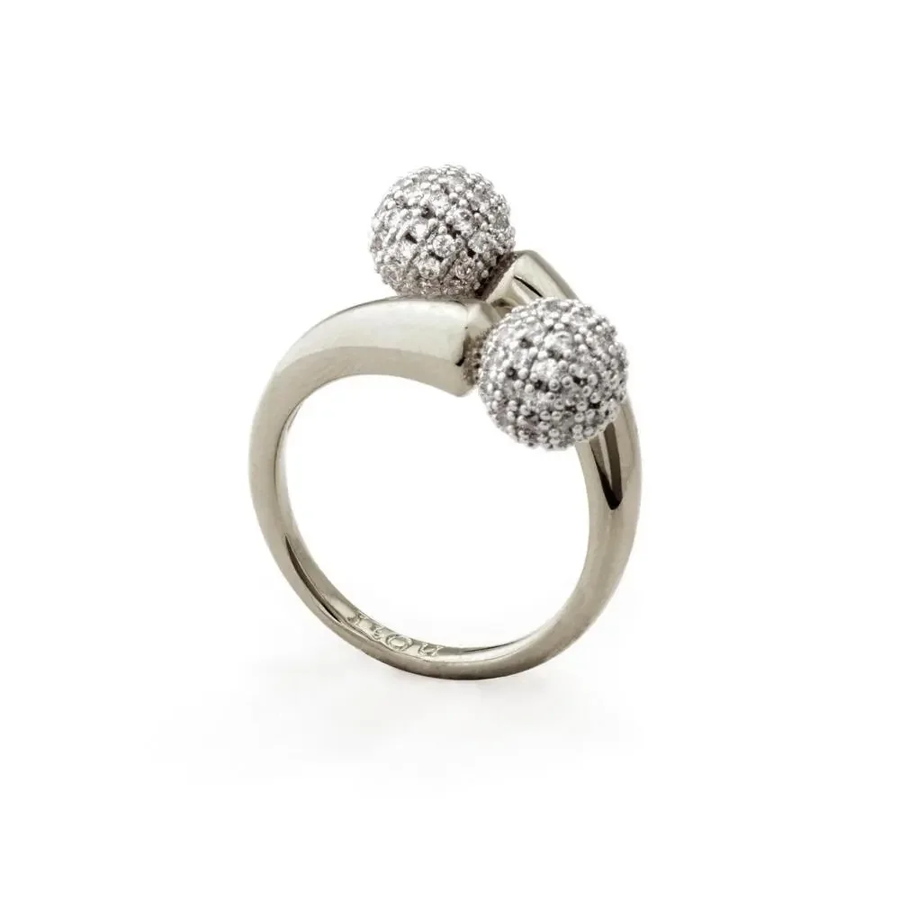 nOir Jewelry Silver Dee Pave Ring Size 8 - Picture 1 of 7